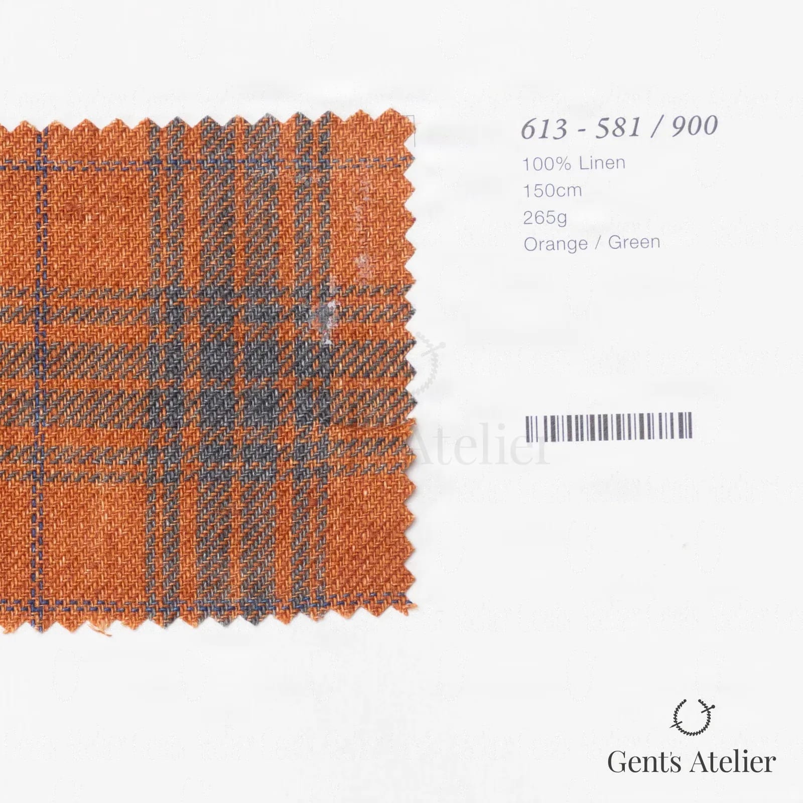 Образец ткани Marzoni 613 - 581 / 900 с этикеткой — Orange / Зелёный