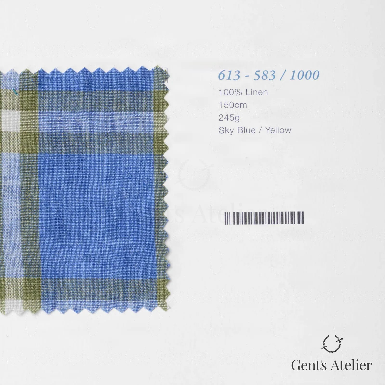 Образец ткани Marzoni 613 - 583 / 1000 с этикеткой — Sky Blue / Yellow
