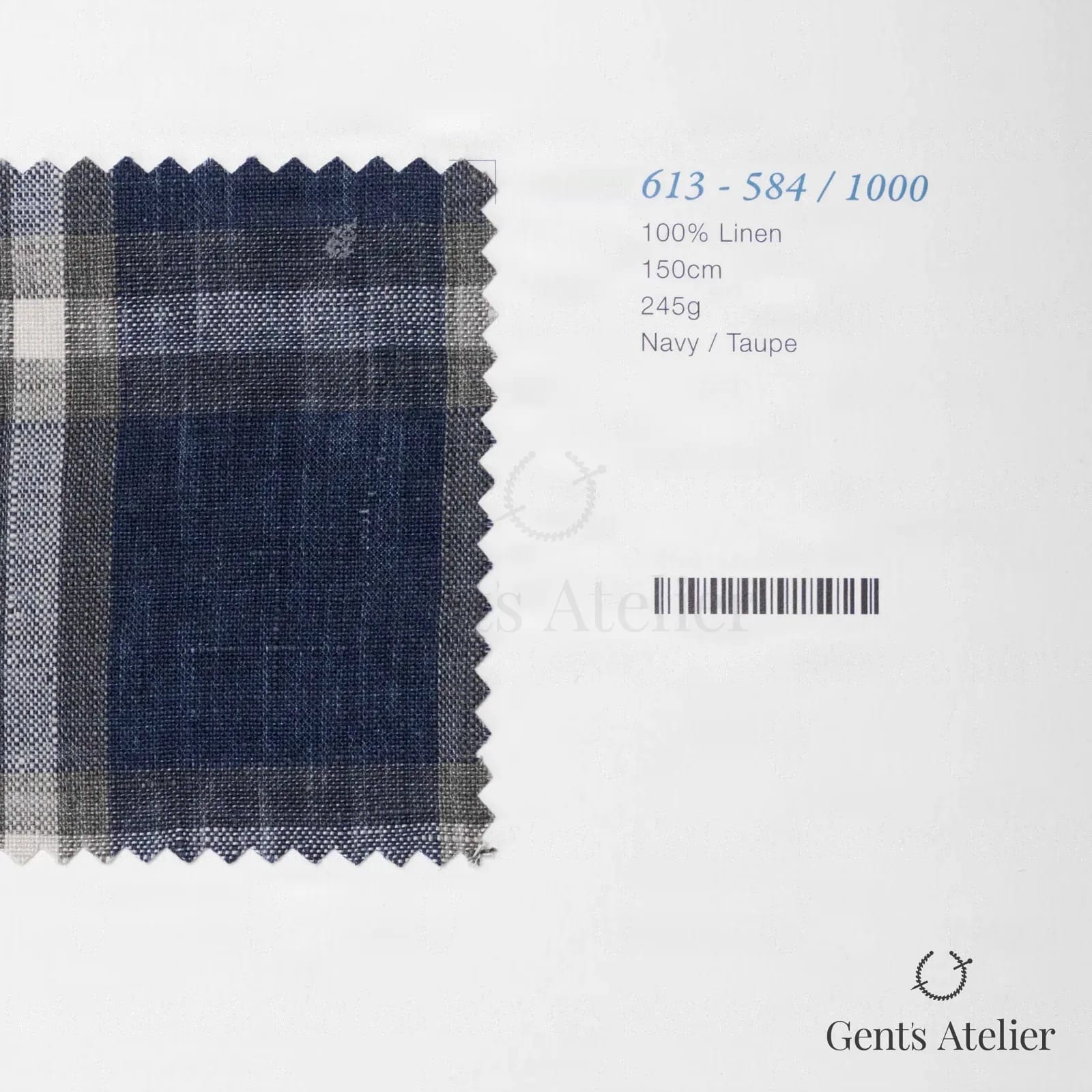 Образец ткани Marzoni 613 - 584 / 1000 с этикеткой — Тёмно-синий / Тауп