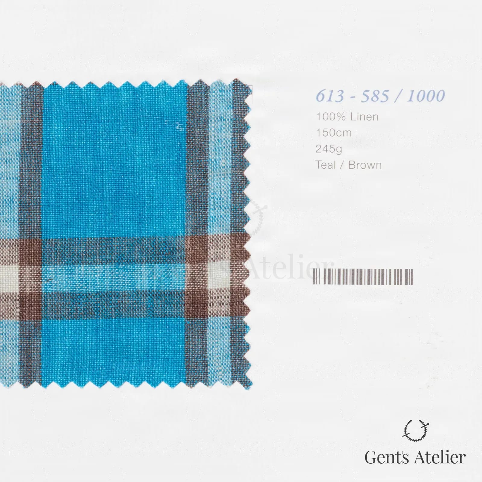 Образец ткани Marzoni 613 - 585 / 1000 с этикеткой — Teal / Коричневый