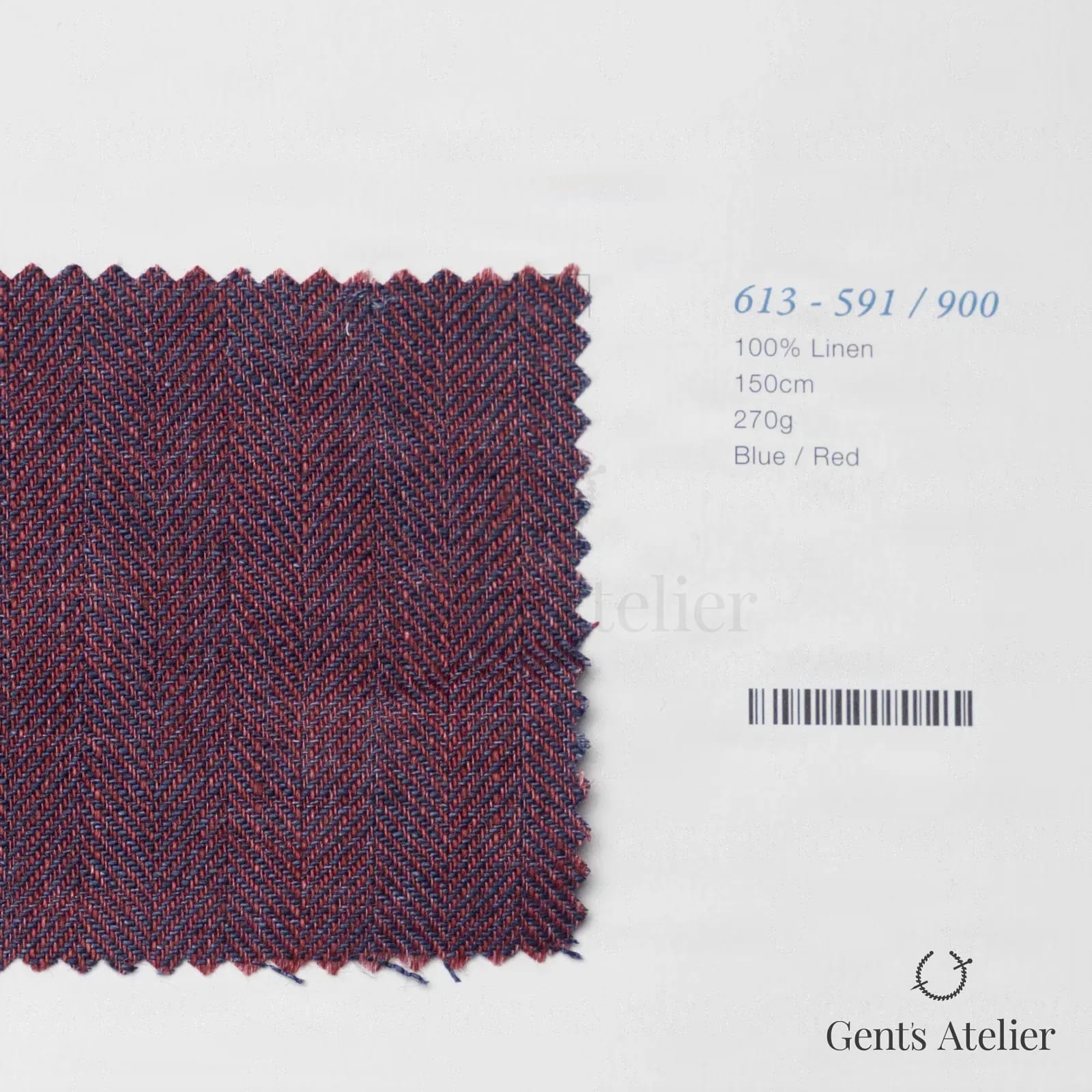 Образец ткани Marzoni 613 - 591 / 900 с этикеткой — Синий / Красный