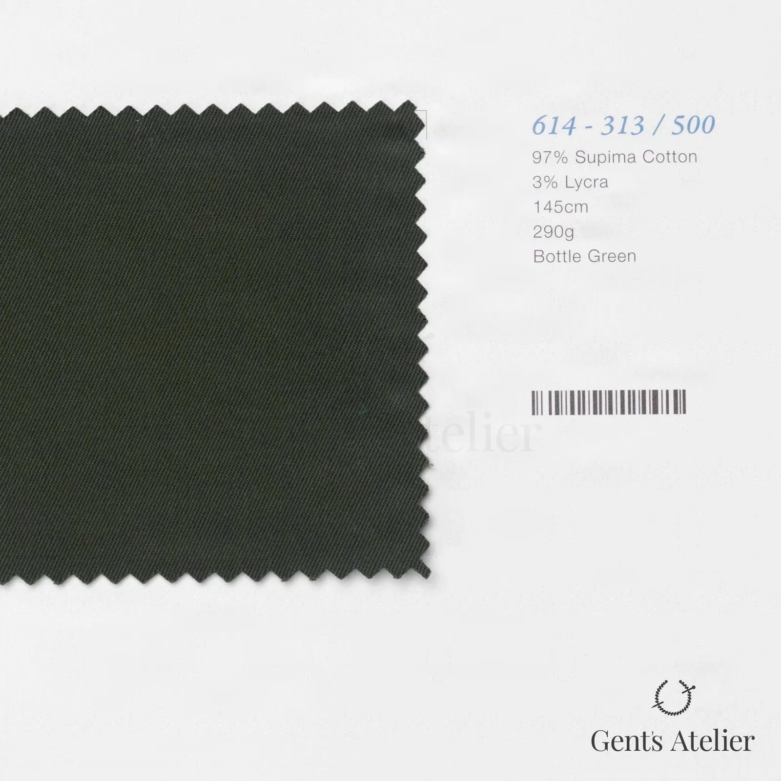 Образец ткани Marzoni 614 - 313 / 500 с этикеткой — Bottle Green
