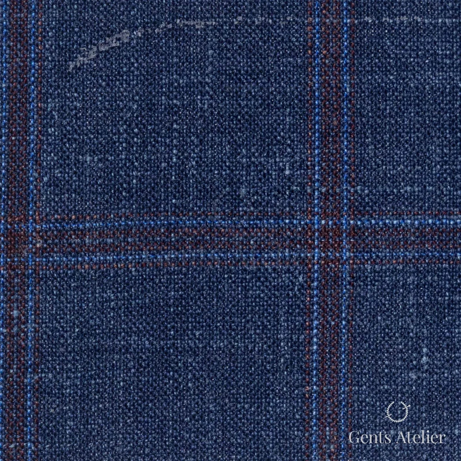 Костюмная ткань Marzoni 655 - 577 / 1200 — Синий / Красный, оконная клетка, 71% шерсть, 15% шёлк, 14% лён