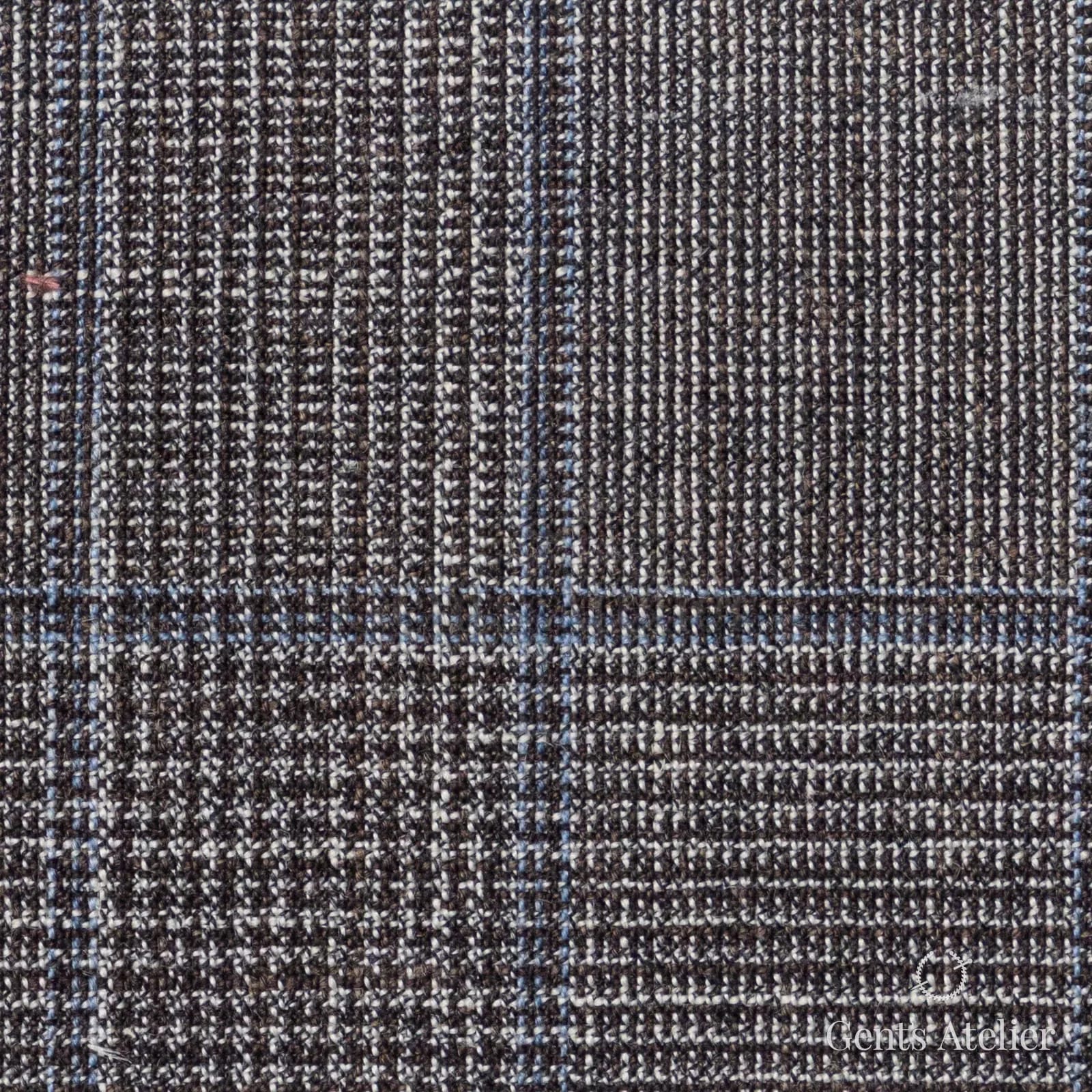 Костюмная ткань Marzoni 655 - 581 / 1200 — Light Brown / Голубой, гусиная лапка, 71% шерсть, 15% шёлк, 14% лён