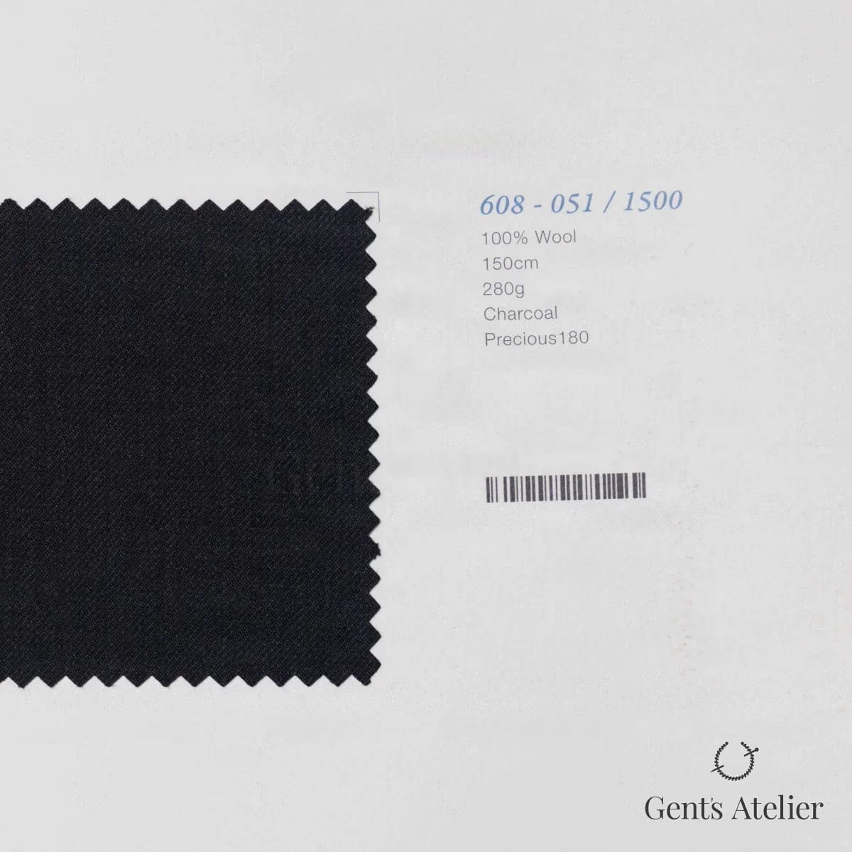 Образец ткани Marzoni 608 - 051 / 1500 с этикеткой — Угольно-серый