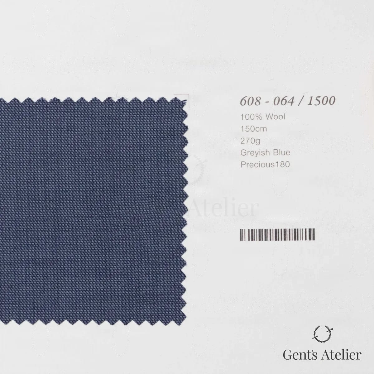Образец ткани Marzoni 608 - 064 / 1500 с этикеткой — Серо-голубой