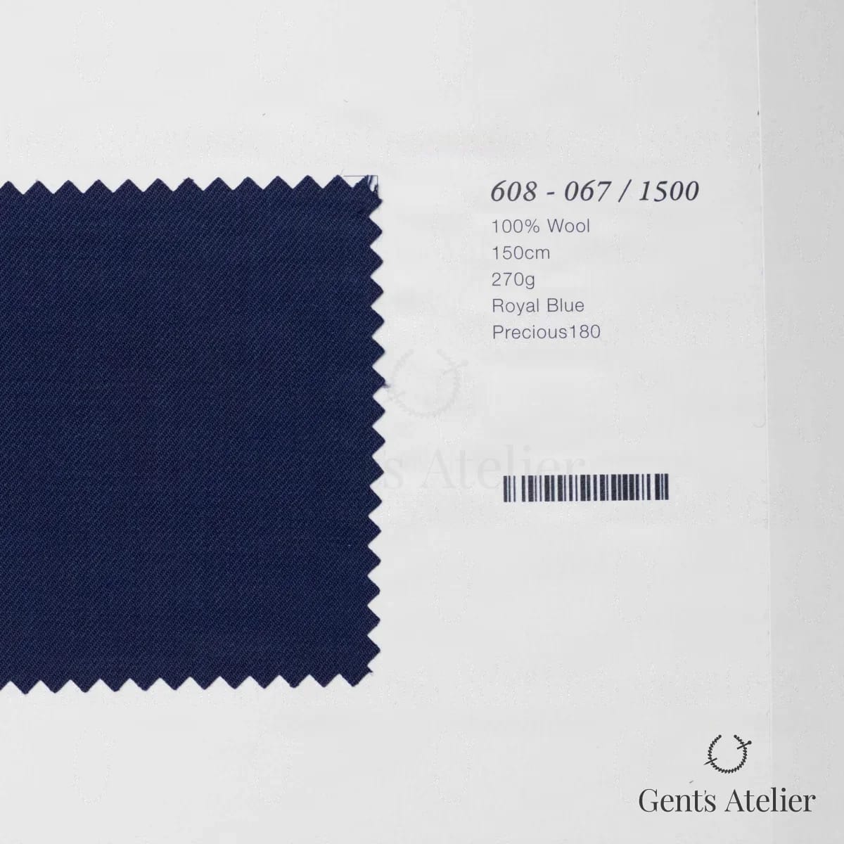 Образец ткани Marzoni 608 - 067 / 1500 с этикеткой — Ярко-синий