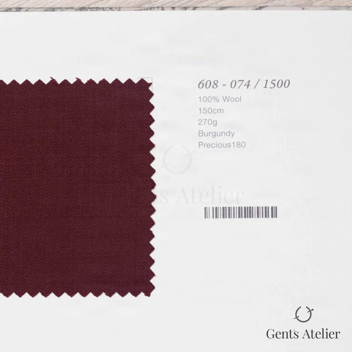 Образец ткани Marzoni 608 - 074 / 1500 с этикеткой — Бордовый