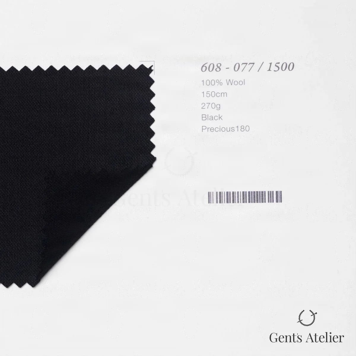 Образец ткани Marzoni 608 - 077 / 1500 с этикеткой — Чёрный
