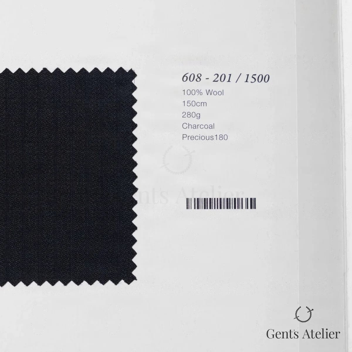 Образец ткани Marzoni 608 - 201 / 1500 с этикеткой — Угольно-серый