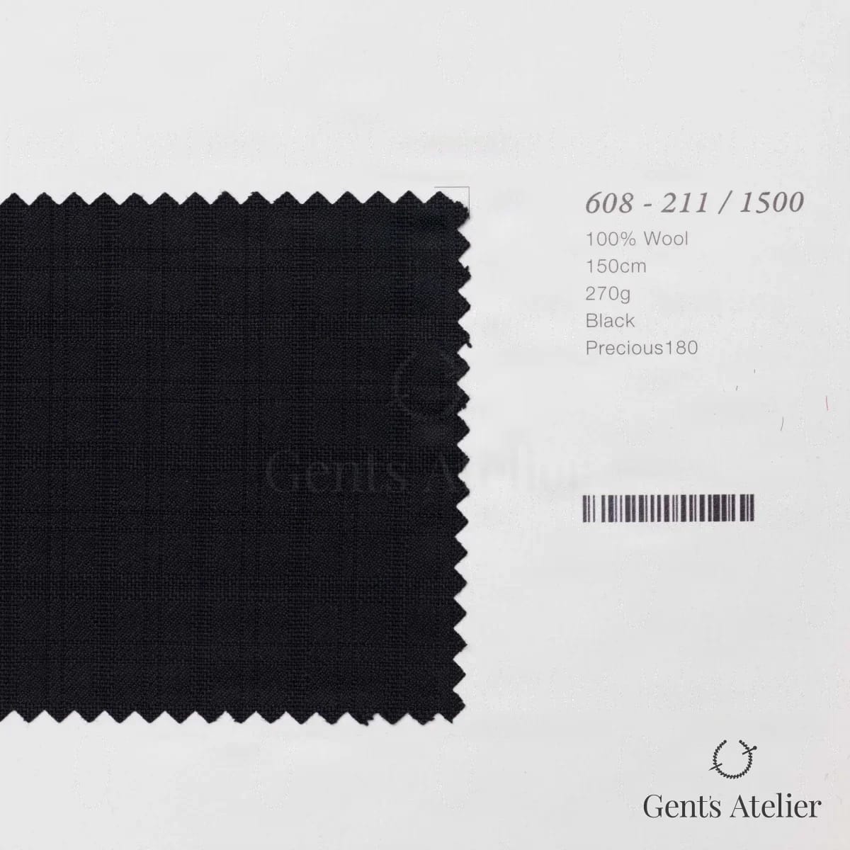 Образец ткани Marzoni 608 - 211 / 1500 с этикеткой — Чёрный