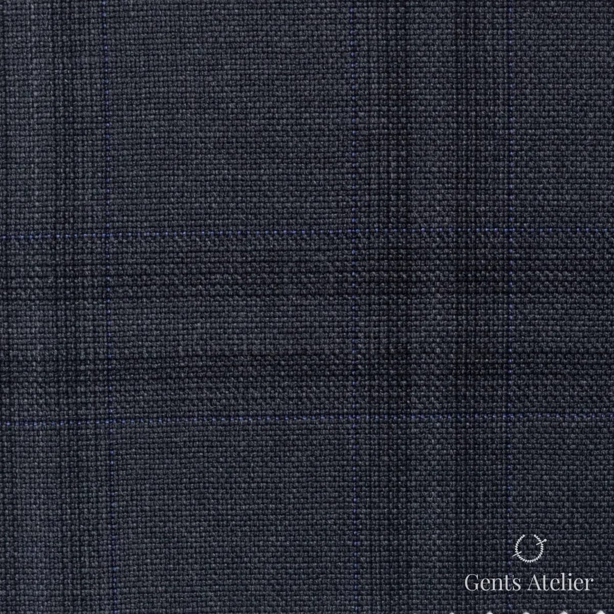 Костюмная ткань Marzoni 608 - 219 / 1500 — Угольно-серый / Синий, в клетку, 100% шерсть