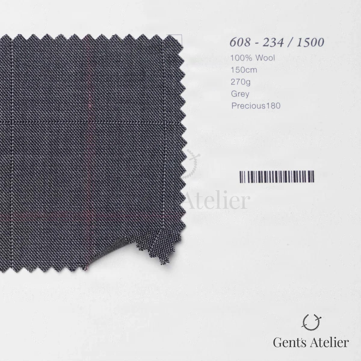 Образец ткани Marzoni 608 - 234 / 1500 с этикеткой — Серый