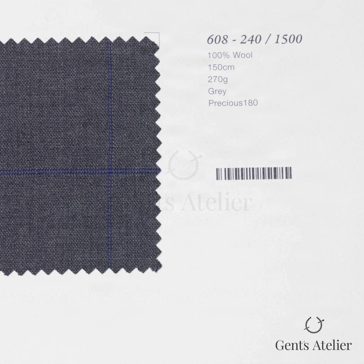 Образец ткани Marzoni 608 - 240 / 1500 с этикеткой — Серый
