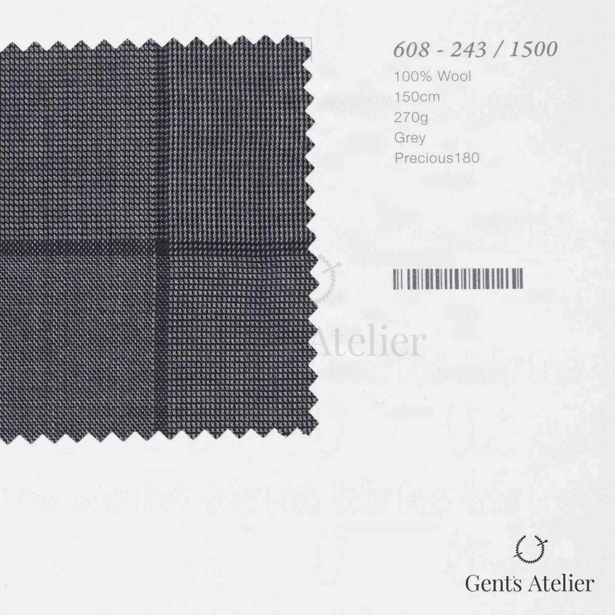 Образец ткани Marzoni 608 - 243 / 1500 с этикеткой — Серый