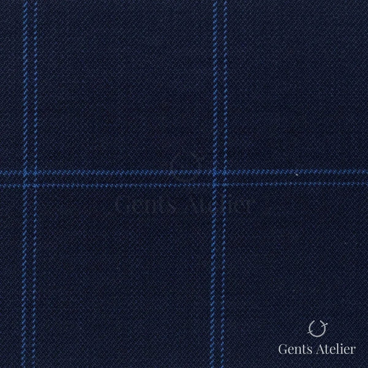 Костюмная ткань Marzoni 608 - 248 / 1500 — Тёмно-синий / Синий, в клетку, 100% шерсть