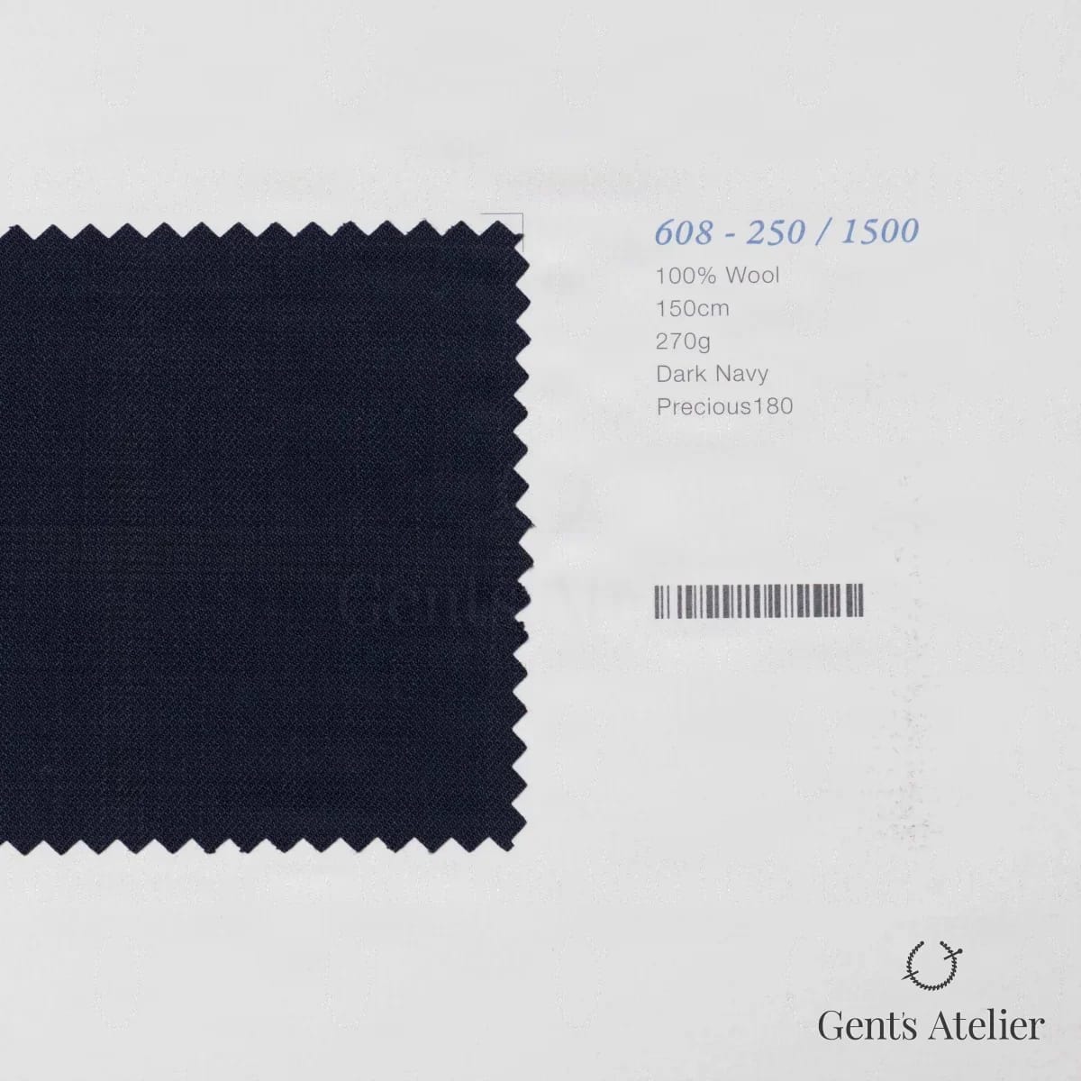 Образец ткани Marzoni 608 - 250 / 1500 с этикеткой — Тёмно-синий