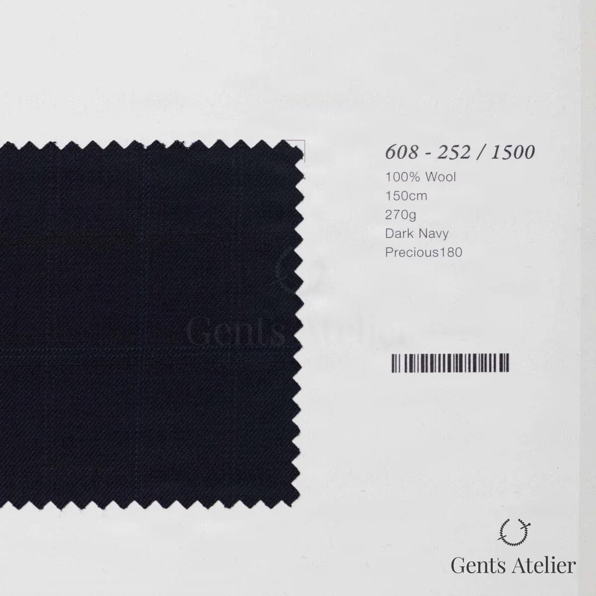 Образец ткани Marzoni 608 - 252 / 1500 с этикеткой — Тёмно-синий