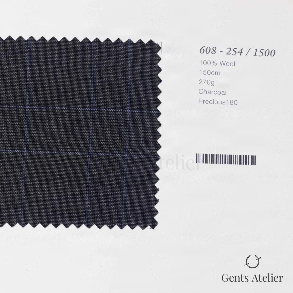 Образец ткани Marzoni 608 - 254 / 1500 с этикеткой — Тёмно-серый