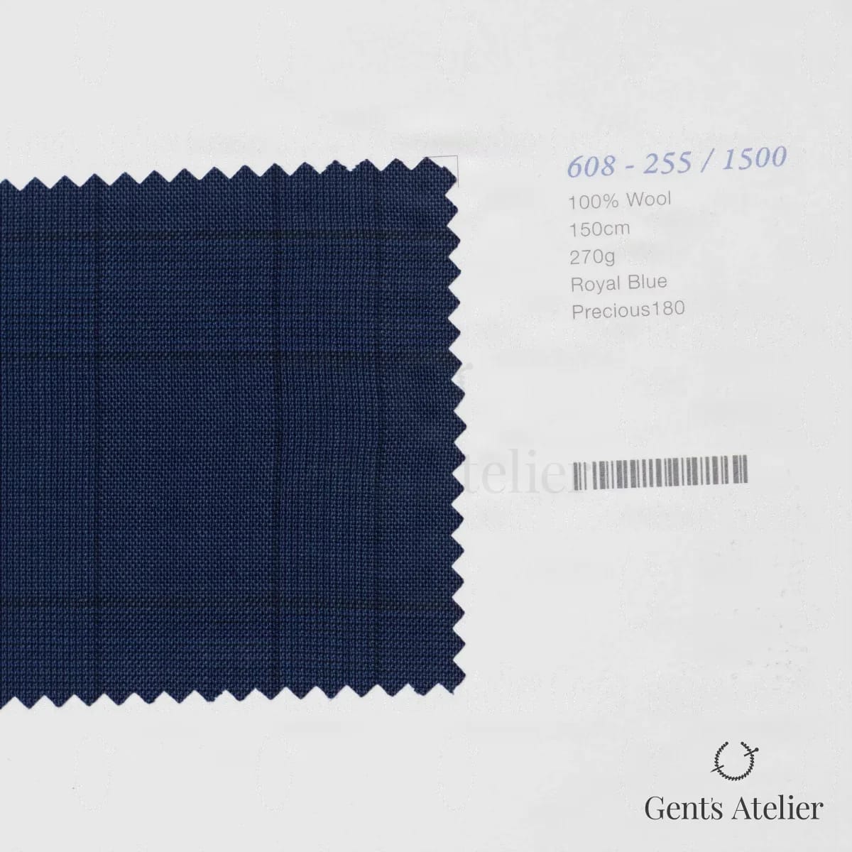 Образец ткани Marzoni 608 - 255 / 1500 с этикеткой — Ярко-синий