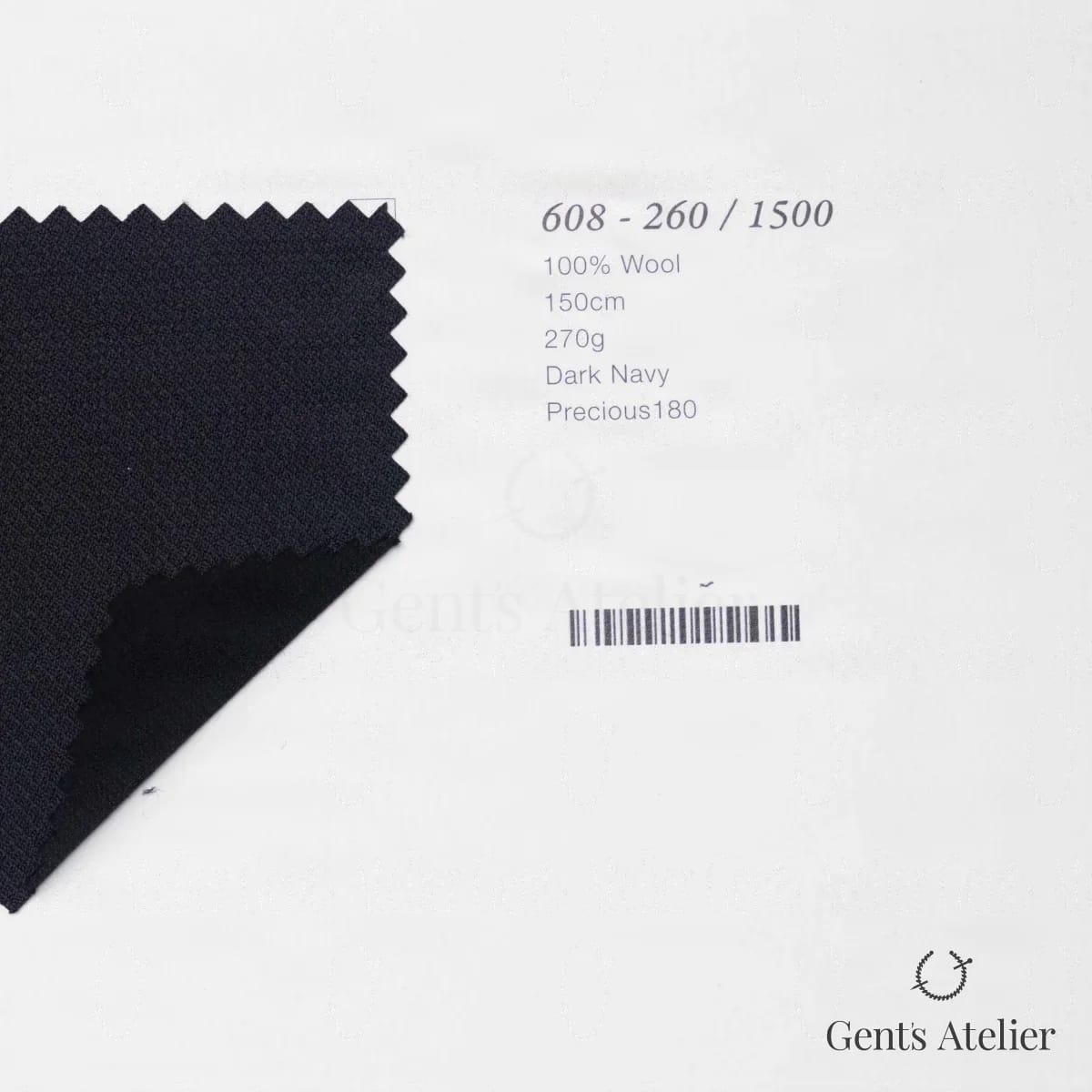 Образец ткани Marzoni 608 - 260 / 1500 с этикеткой — Тёмно-синий