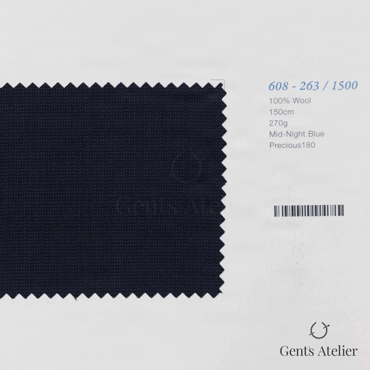 Образец ткани Marzoni 608 - 263 / 1500 с этикеткой — Полуночно-синий