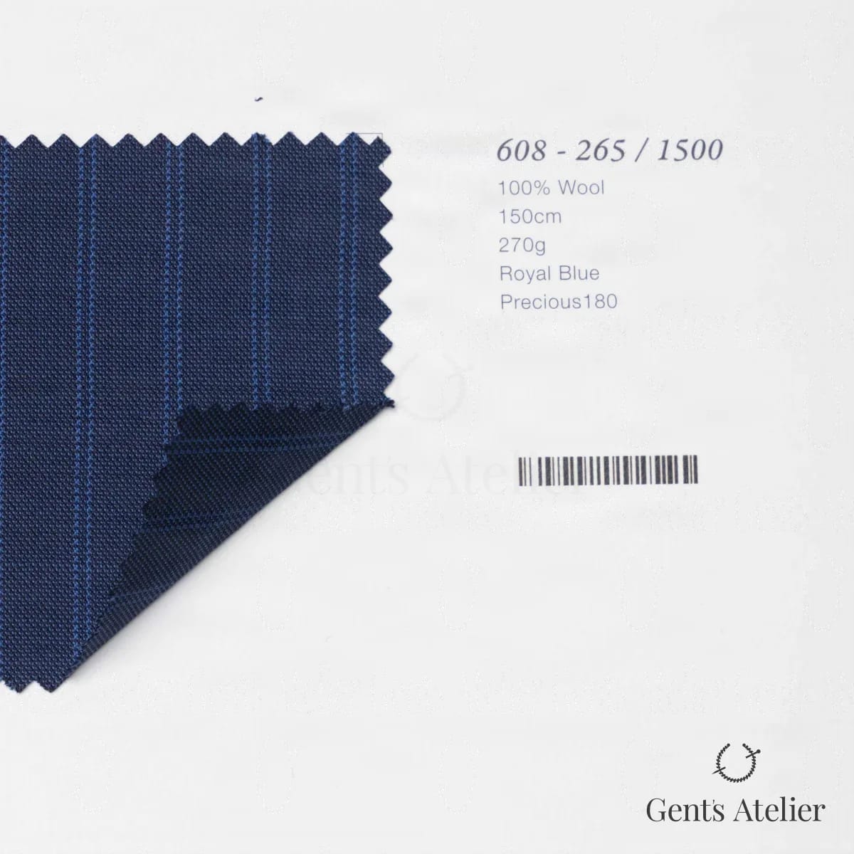 Образец ткани Marzoni 608 - 265 / 1500 с этикеткой — Ярко-синий
