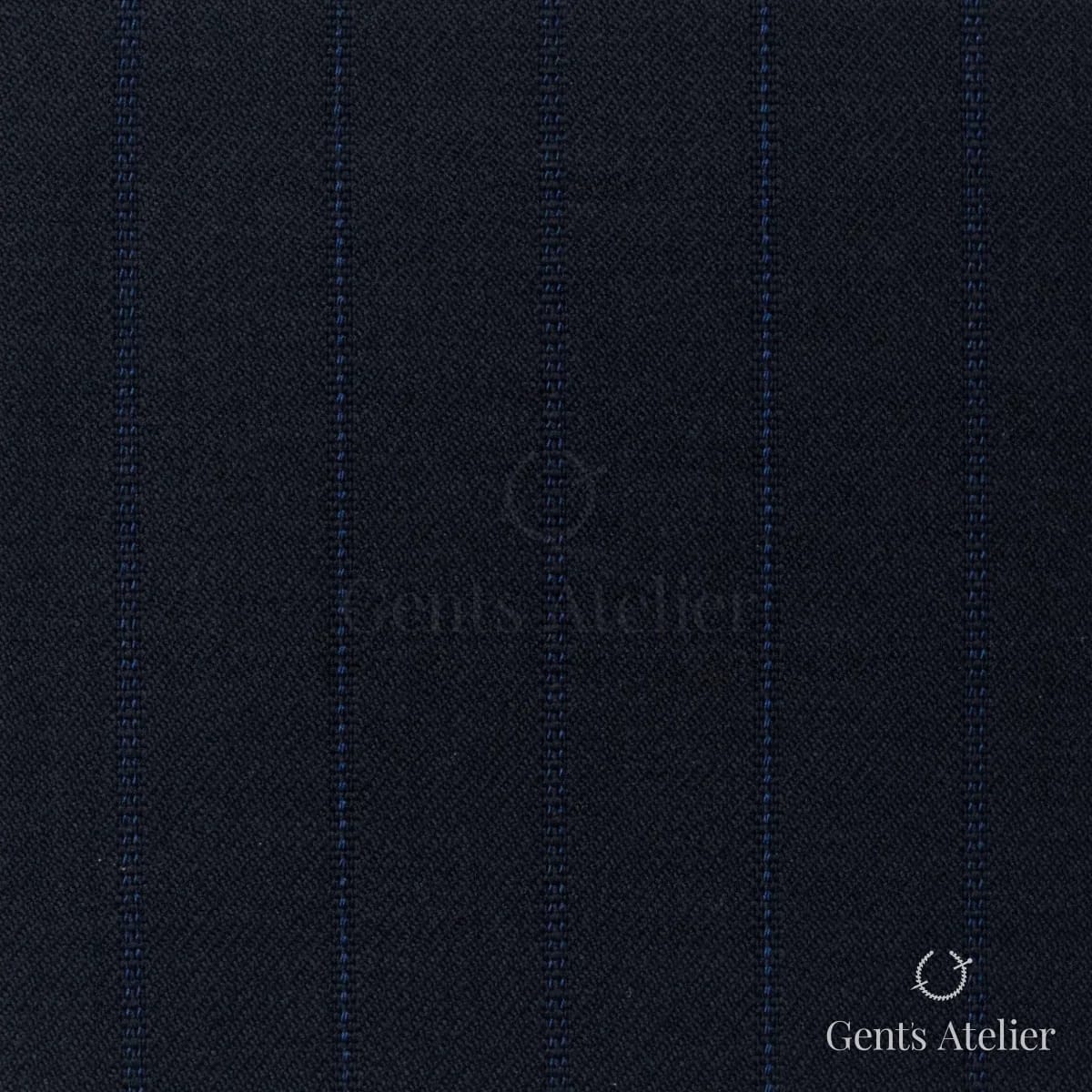 Костюмная ткань Marzoni 608 - 266 / 1500 — Тёмно-синий, в полоску, 100% шерсть