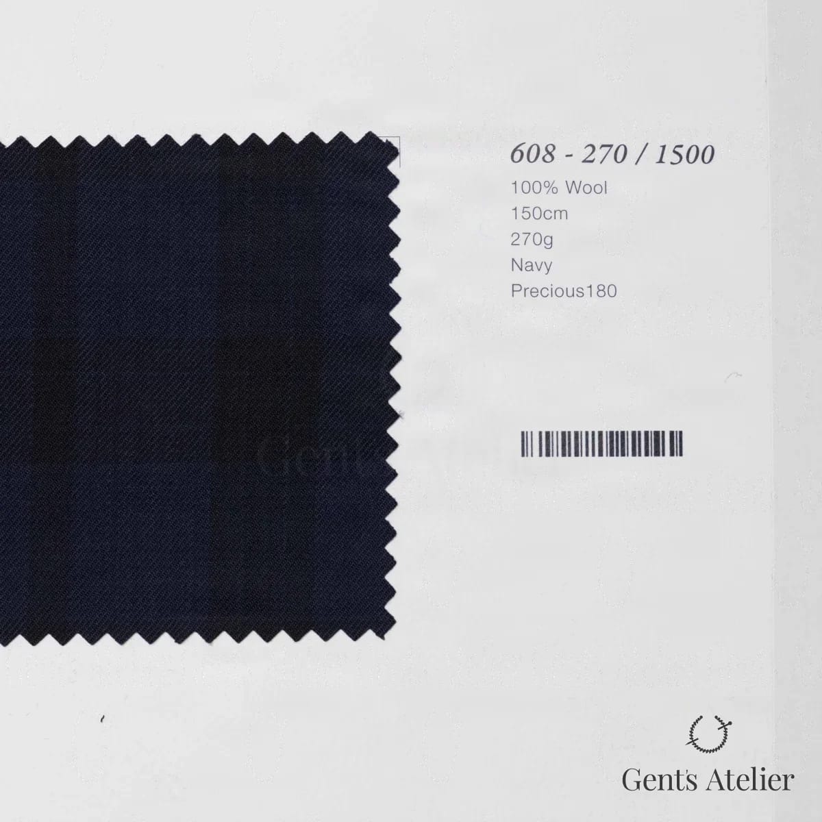 Образец ткани Marzoni 608 - 270 / 1500 с этикеткой — Тёмно-синий