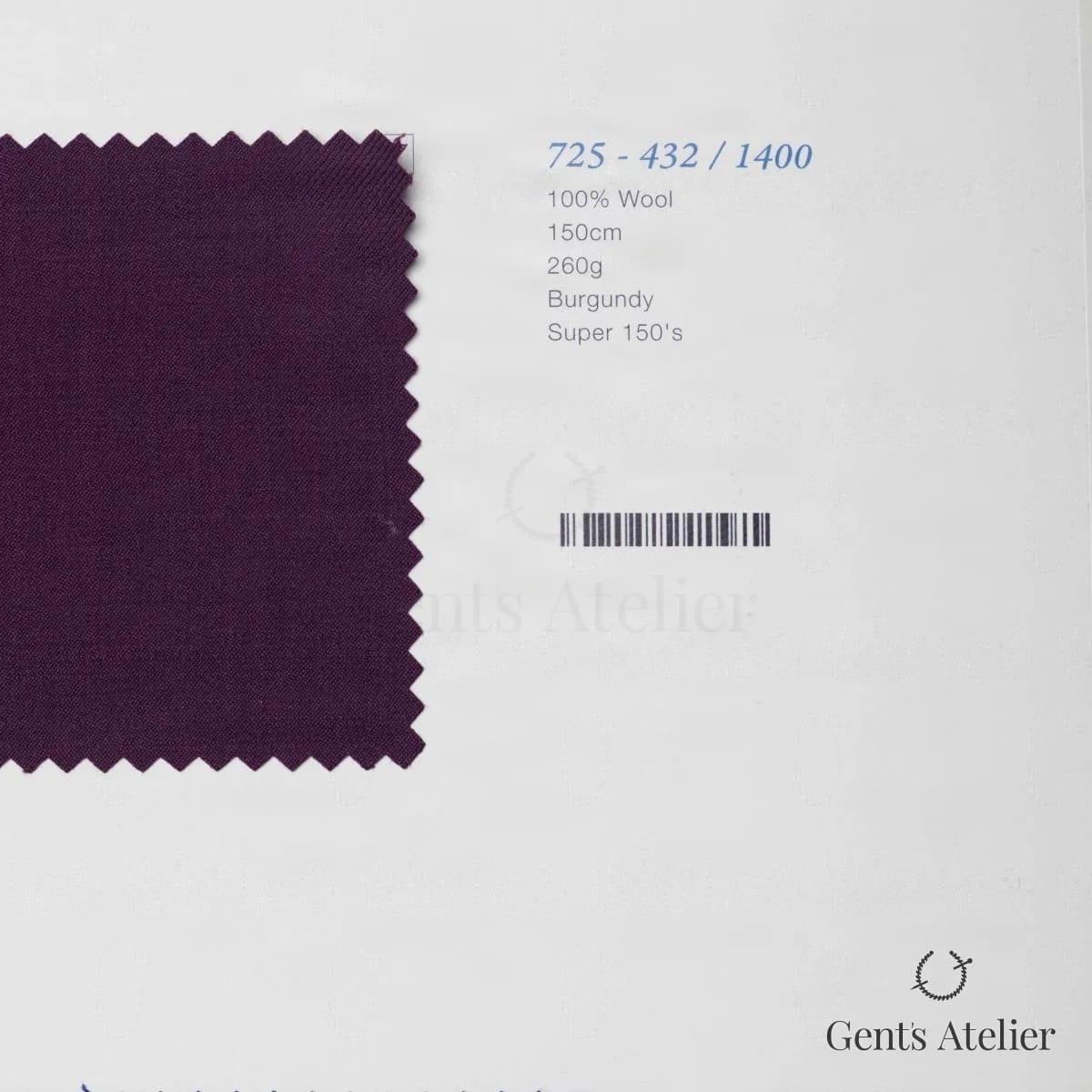 Образец ткани Marzoni 725 - 432 / 1400 с этикеткой — Бордовый