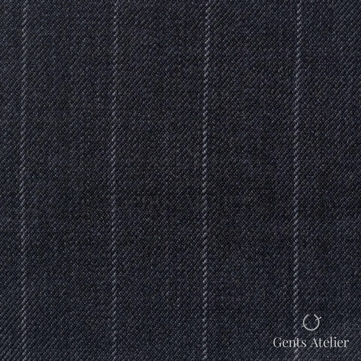 Костюмная ткань Marzoni 725 - 447 / 1400 — Угольно-серый / Белый, в полоску, 100% шерсть