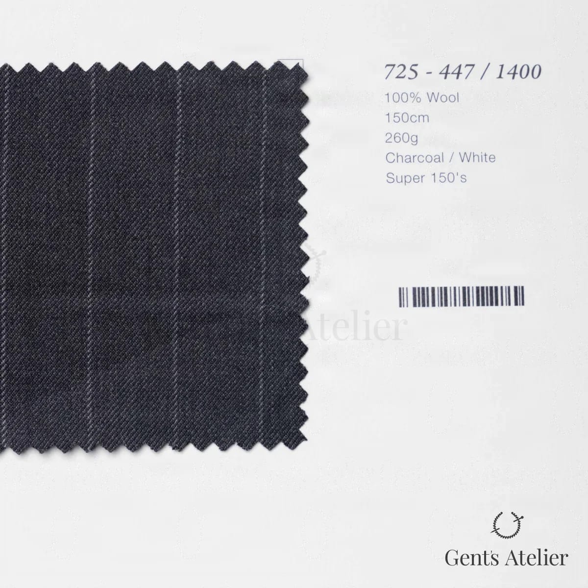 Образец ткани Marzoni 725 - 447 / 1400 с этикеткой — Угольно-серый / Белый