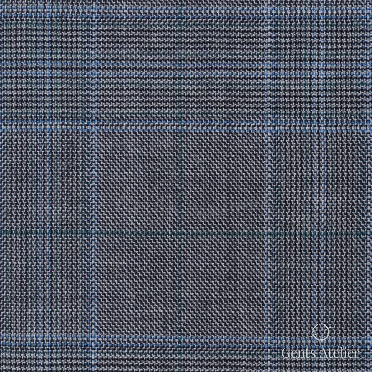 Костюмная ткань Marzoni 725 - 452 / 1300 — Серый / Синий, виндоупейн, 100% шерсть