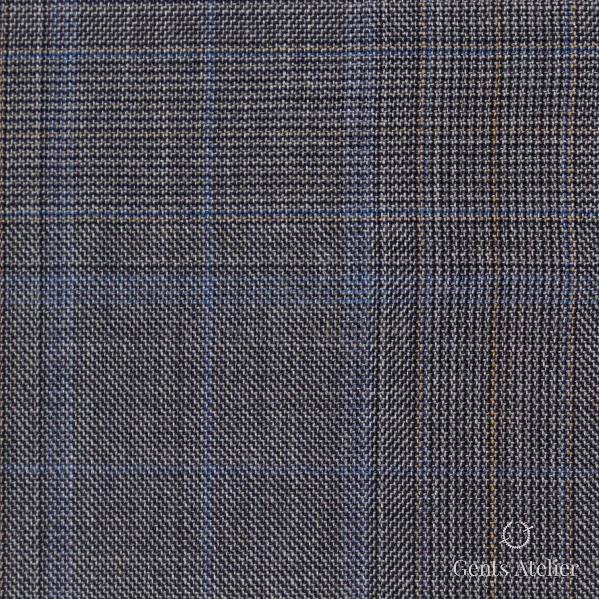 Костюмная ткань Marzoni 725 - 455 / 1300 — Коричневый / Синий, виндоупейн, 100% шерсть