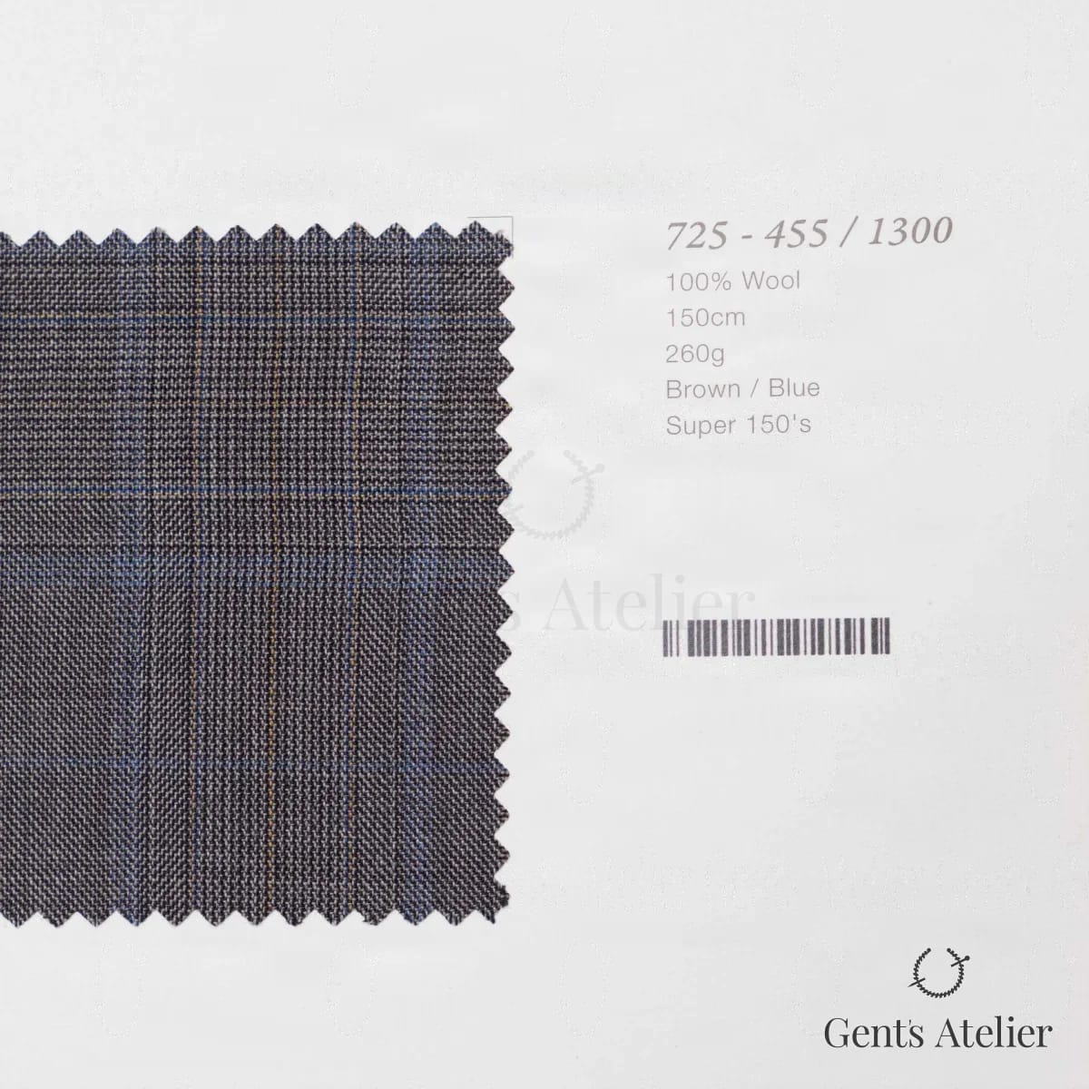 Образец ткани Marzoni 725 - 455 / 1300 с этикеткой — Коричневый / Синий