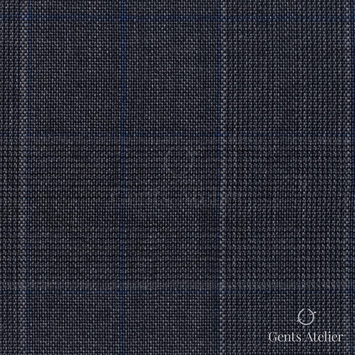 Костюмная ткань Marzoni 725 - 457 / 1300 — Серый / Синий, виндоупейн, 100% шерсть