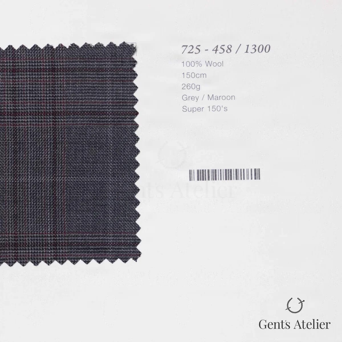 Образец ткани Marzoni 725 - 458 / 1300 с этикеткой — Серый / Бордовый