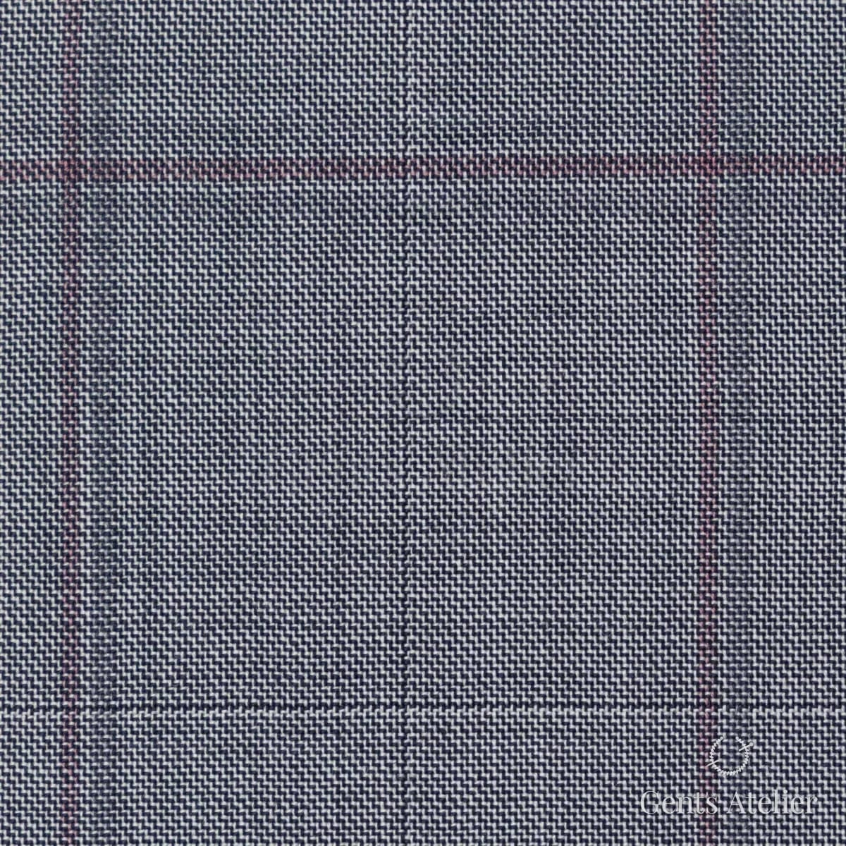 Костюмная ткань Marzoni 725 - 464 / 1300 — Серый / Бордовый, в клетку, 100% шерсть