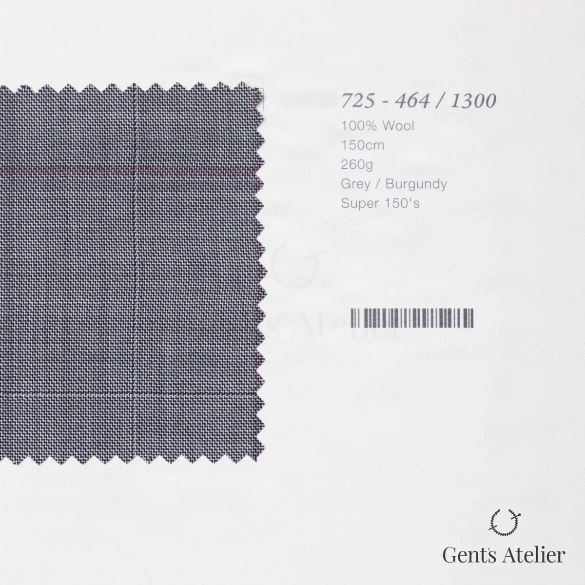 Образец ткани Marzoni 725 - 464 / 1300 с этикеткой — Серый / Бордовый
