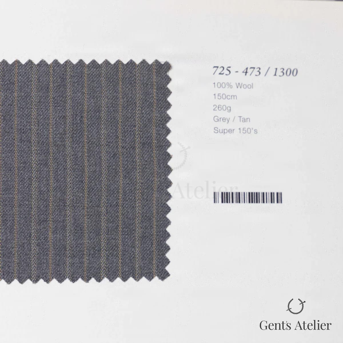 Образец ткани Marzoni 725 - 473 / 1300 с этикеткой — Серый / Бежевый