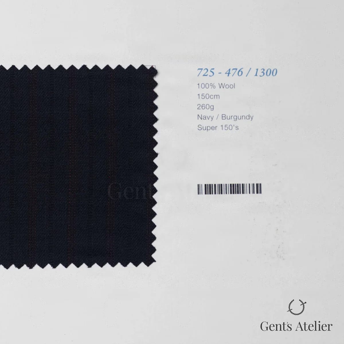 Образец ткани Marzoni 725 - 476 / 1300 с этикеткой — Тёмно-синий / Бордовый