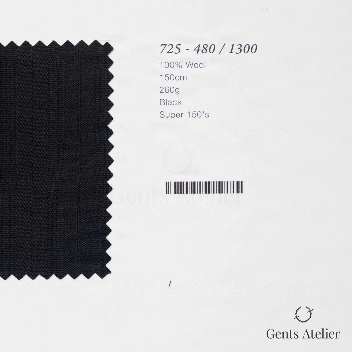 Образец ткани Marzoni 725 - 480 / 1300 с этикеткой — Чёрный