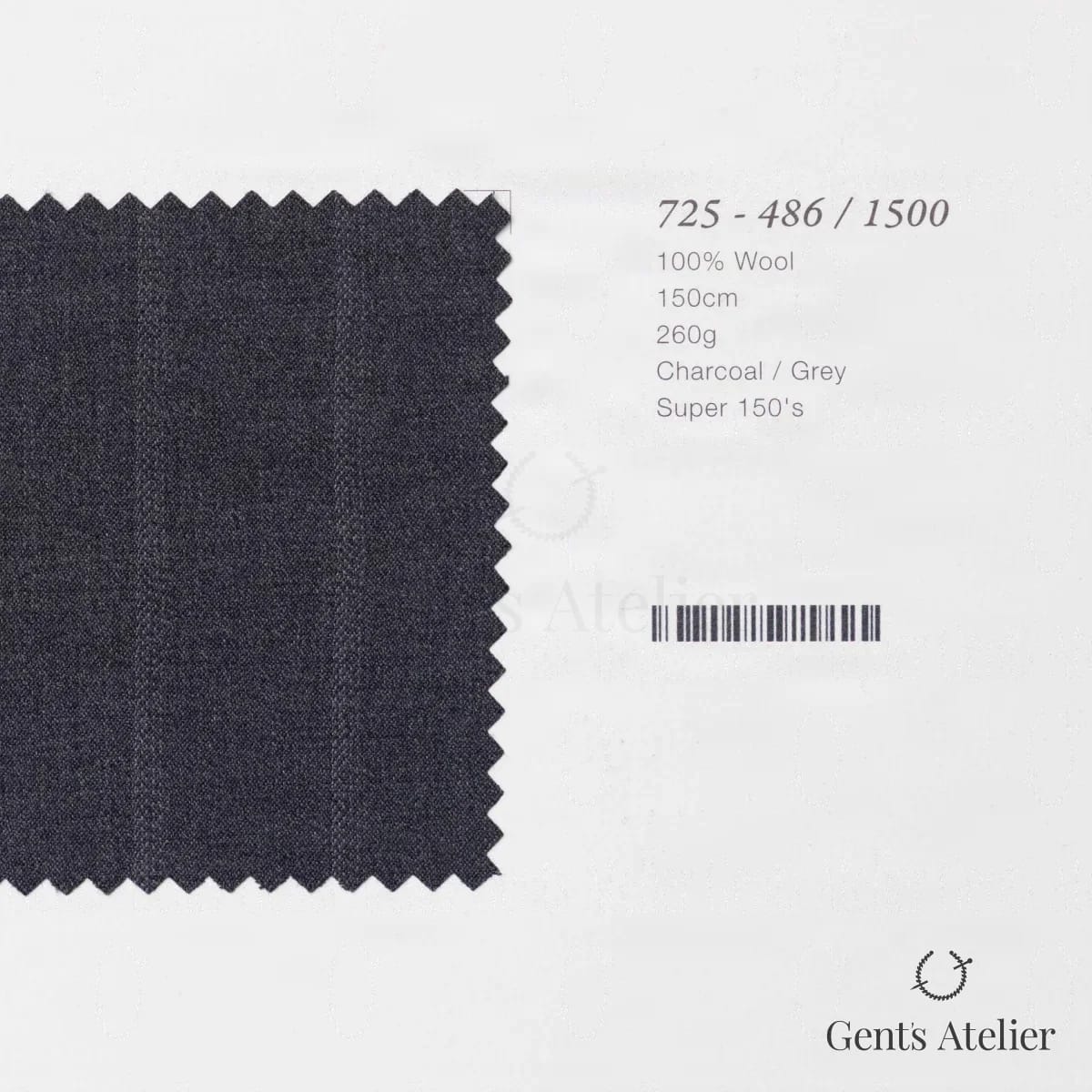Образец ткани Marzoni 725 - 486 / 1500 с этикеткой — Угольно-серый / Серый