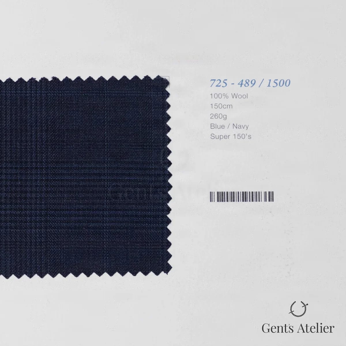 Образец ткани Marzoni 725 - 489 / 1500 с этикеткой — Синий / Тёмно-синий