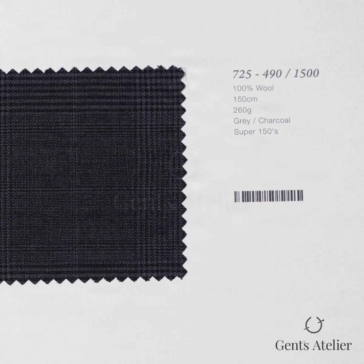 Образец ткани Marzoni 725 - 490 / 1500 с этикеткой — Серый / Тёмно-серый