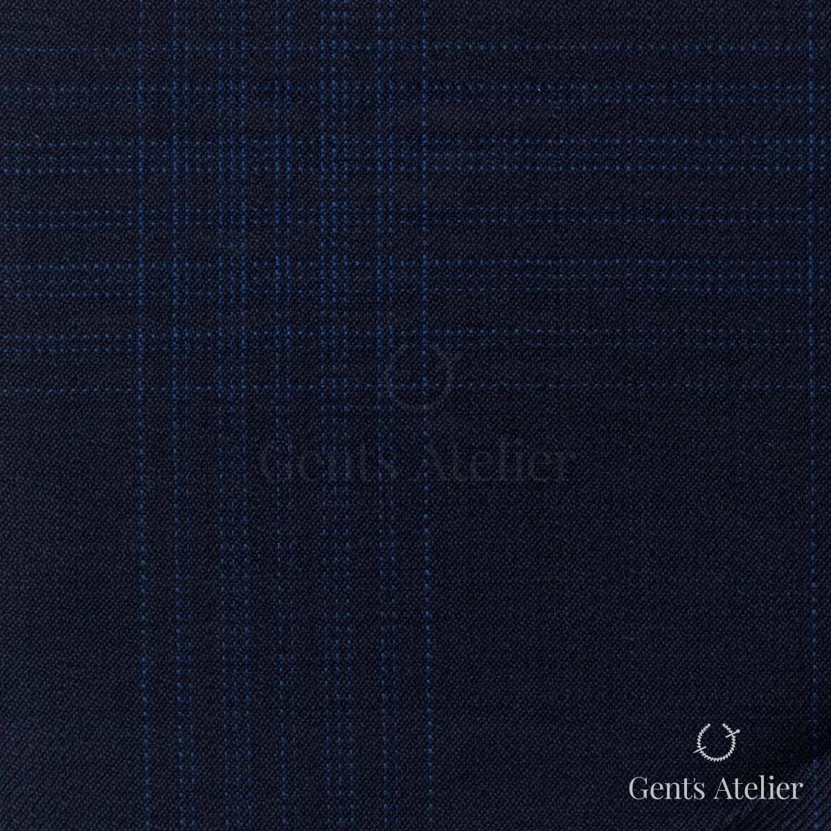 Костюмная ткань Marzoni 725 - 491 / 1500 — Тёмно-синий / Синий, в клетку, 100% шерсть