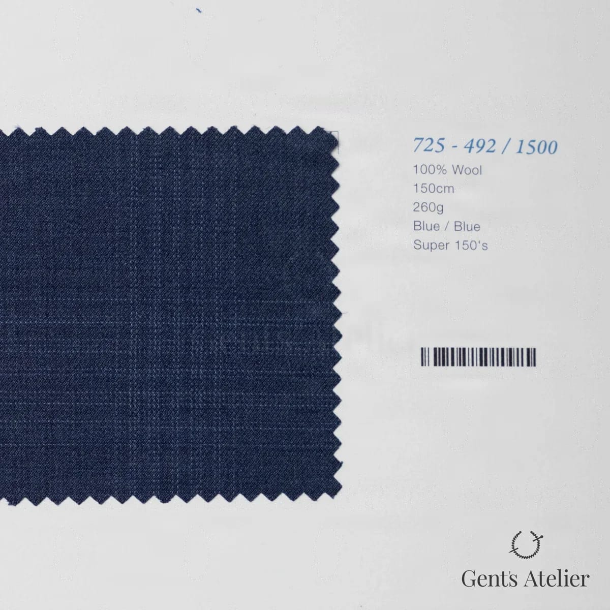 Образец ткани Marzoni 725 - 492 / 1500 с этикеткой — Синий / Синий