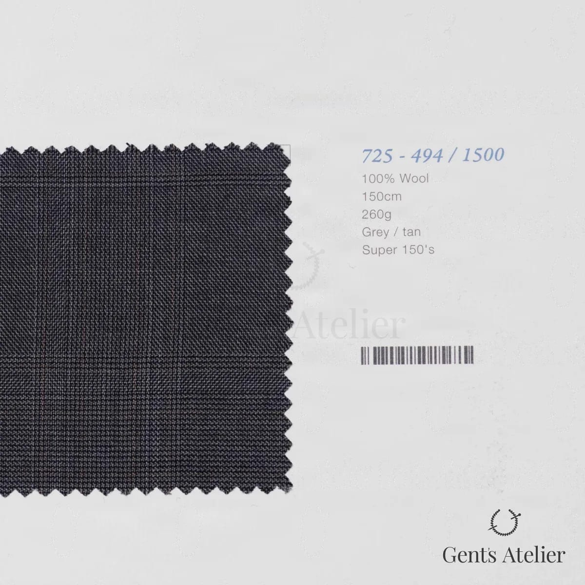 Образец ткани Marzoni 725 - 494 / 1500 с этикеткой — Серо-бежевый