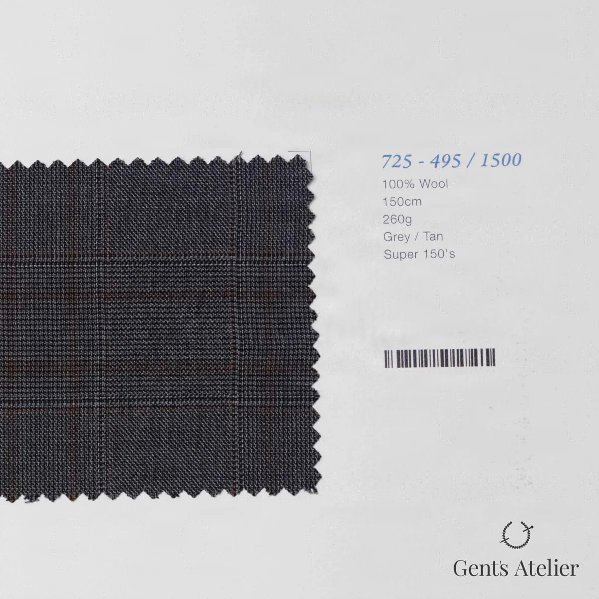 Образец ткани Marzoni 725 - 495 / 1500 с этикеткой — Серо-бежевый