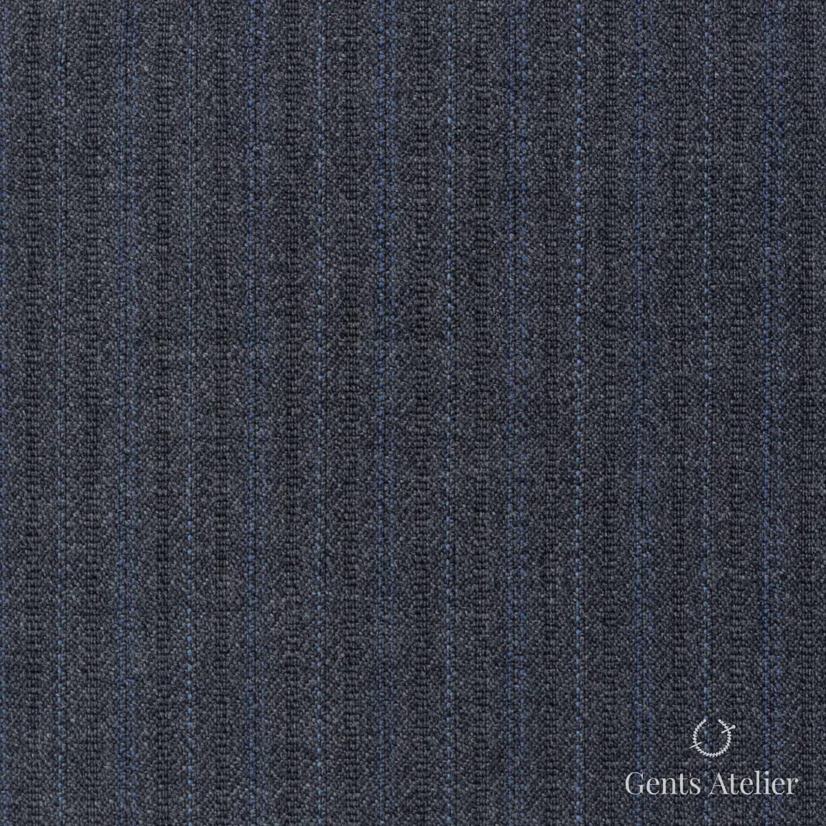 Костюмная ткань Marzoni 725 - 499 / 1500 — Серый / Синий, в полоску, 100% шерсть